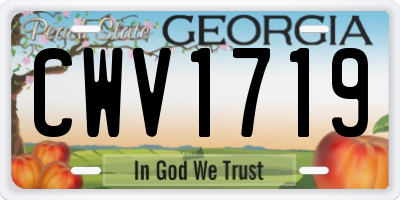 GA license plate CWV1719