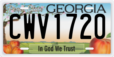 GA license plate CWV1720