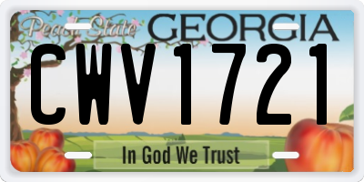 GA license plate CWV1721