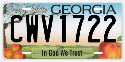 GA license plate CWV1722