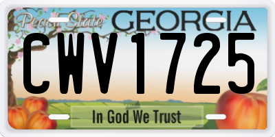 GA license plate CWV1725