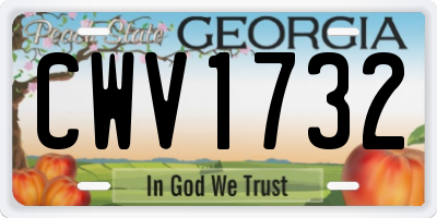 GA license plate CWV1732