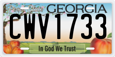 GA license plate CWV1733