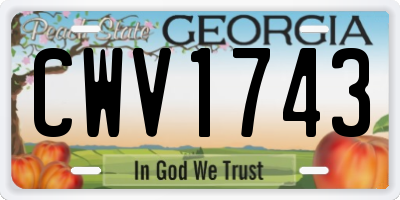 GA license plate CWV1743