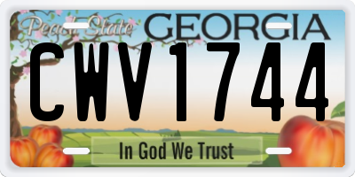 GA license plate CWV1744