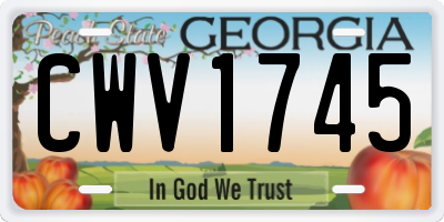 GA license plate CWV1745