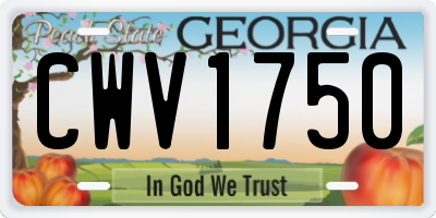 GA license plate CWV1750