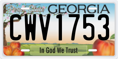 GA license plate CWV1753