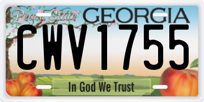 GA license plate CWV1755