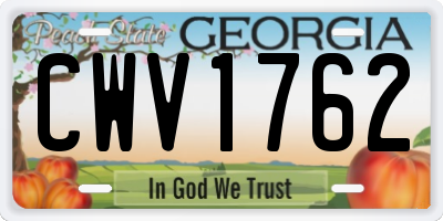 GA license plate CWV1762