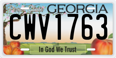 GA license plate CWV1763