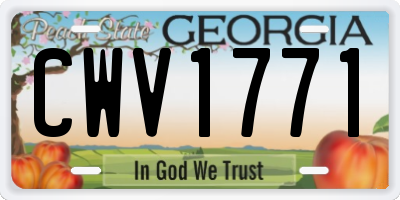GA license plate CWV1771