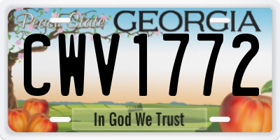 GA license plate CWV1772