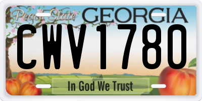 GA license plate CWV1780