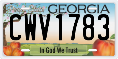 GA license plate CWV1783