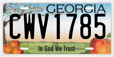 GA license plate CWV1785