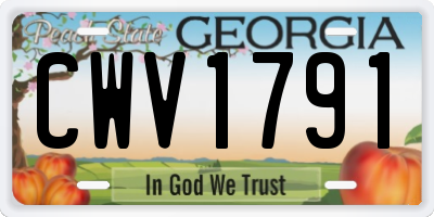 GA license plate CWV1791