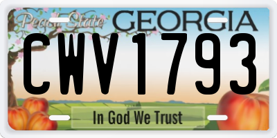 GA license plate CWV1793