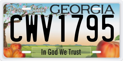 GA license plate CWV1795