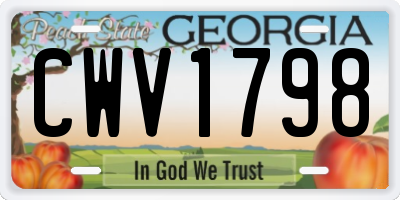 GA license plate CWV1798
