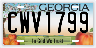 GA license plate CWV1799