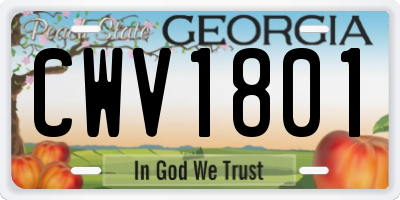GA license plate CWV1801