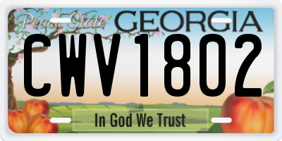 GA license plate CWV1802