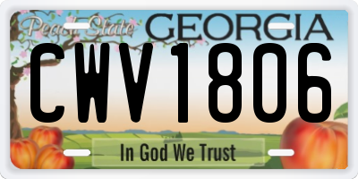 GA license plate CWV1806