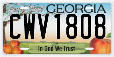 GA license plate CWV1808