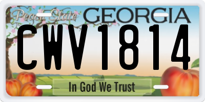 GA license plate CWV1814