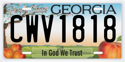 GA license plate CWV1818