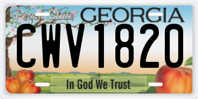 GA license plate CWV1820