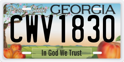 GA license plate CWV1830