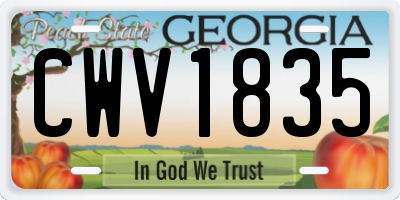 GA license plate CWV1835