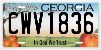 GA license plate CWV1836