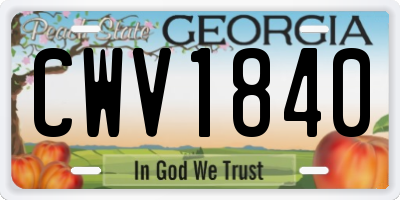 GA license plate CWV1840
