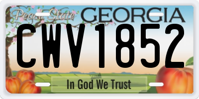 GA license plate CWV1852
