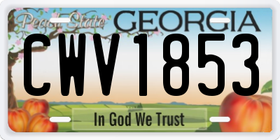 GA license plate CWV1853