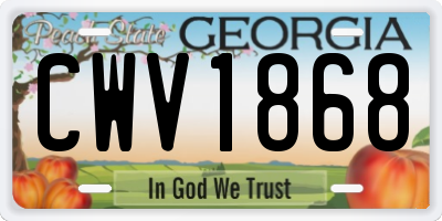 GA license plate CWV1868