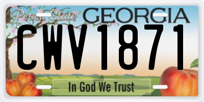 GA license plate CWV1871