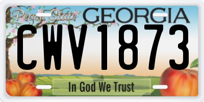 GA license plate CWV1873