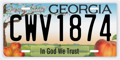 GA license plate CWV1874