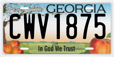 GA license plate CWV1875