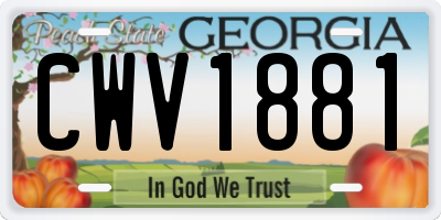 GA license plate CWV1881