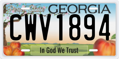 GA license plate CWV1894