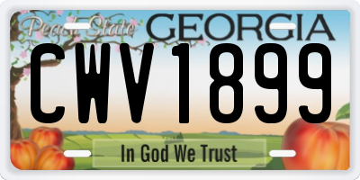 GA license plate CWV1899