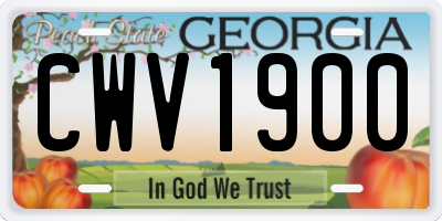 GA license plate CWV1900