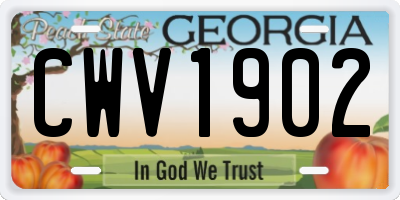 GA license plate CWV1902