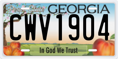 GA license plate CWV1904