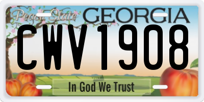 GA license plate CWV1908